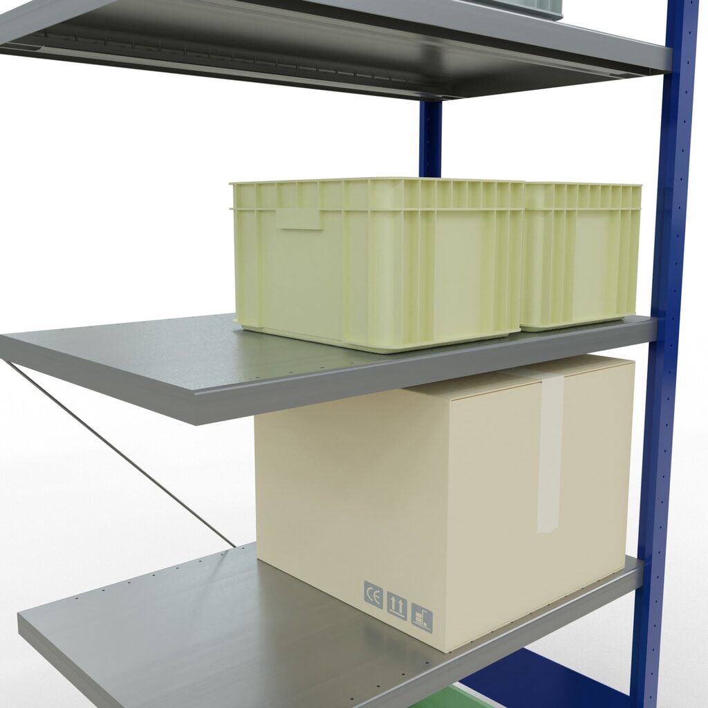 SCHULTE Fachbodenregal Steckmontage, AF, FL 330 kg, enzianblau/verzinkt, HxBxT 2.000 x 1.000 x 600 mm Produktabbildung Nr. 4: SCHULTE Fachbodenregal Steckmontage, AF, FL 330 kg, enzianblau/verzinkt, HxBxT 2.000 x 1.000 x 600 mm