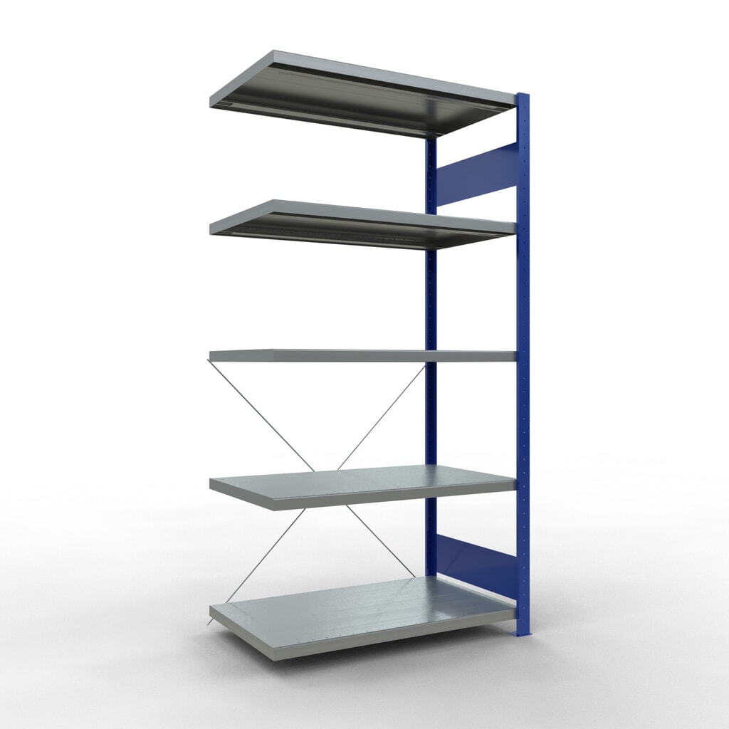 Produktabbildung: SCHULTE Fachbodenregal Steckmontage, AF, FL 330 kg, enzianblau/verzinkt, HxBxT 2.000 x 1.000 x 600 mm