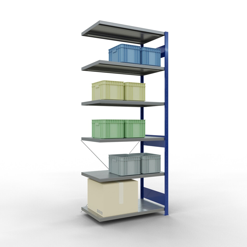 SCHULTE Fachbodenregal Steckmontage, AF, FL 330 kg, enzianblau/verzinkt, HxBxT 2.500 x 1.000 x 600 mm Produktabbildung Nr. 3: SCHULTE Fachbodenregal Steckmontage, AF, FL 330 kg, enzianblau/verzinkt, HxBxT 2.500 x 1.000 x 600 mm