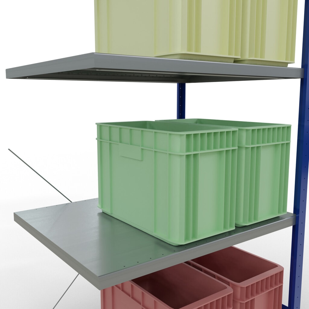 SCHULTE Fachbodenregal Steckmontage, AF, FL 330 kg, enzianblau/verzinkt, HxBxT 2.000 x 1.000 x 800 mm Produktabbildung Nr. 4: SCHULTE Fachbodenregal Steckmontage, AF, FL 330 kg, enzianblau/verzinkt, HxBxT 2.000 x 1.000 x 800 mm