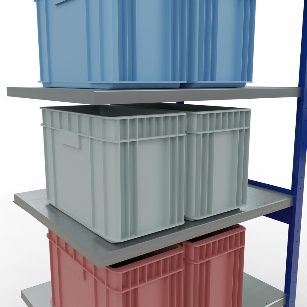 SCHULTE Fachbodenregal Steckmontage, AF, FL 330 kg, enzianblau/verzinkt, HxBxT 2.500 x 1.000 x 800 mm Produktabbildung Nr. 4: SCHULTE Fachbodenregal Steckmontage, AF, FL 330 kg, enzianblau/verzinkt, HxBxT 2.500 x 1.000 x 800 mm