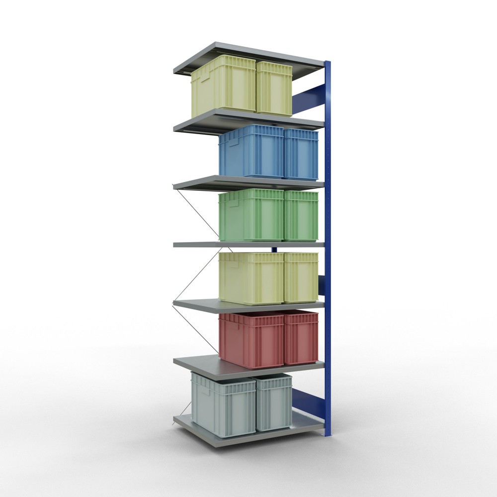 Produktabbildung Nr. 3: SCHULTE Fachbodenregal Steckmontage, AF, FL 330 kg, enzianblau/verzinkt, HxBxT 3.000 x 1.000 x 800 mm