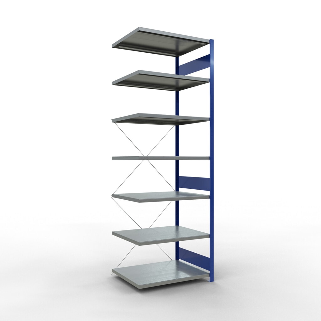 SCHULTE Fachbodenregal Steckmontage, AF, FL 330 kg, enzianblau/verzinkt, HxBxT 3.000 x 1.000 x 800 mm Produktabbildung: SCHULTE Fachbodenregal Steckmontage, AF, FL 330 kg, enzianblau/verzinkt, HxBxT 3.000 x 1.000 x 800 mm