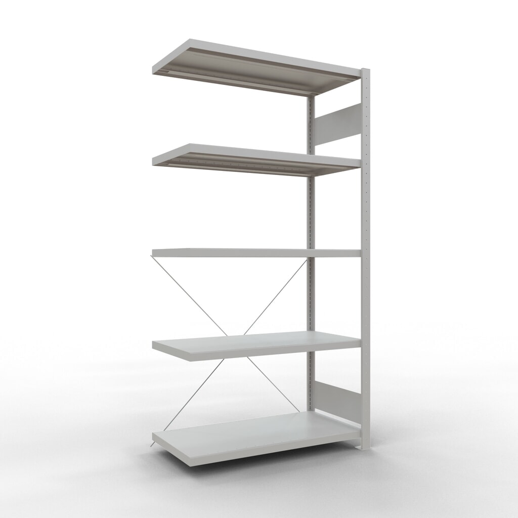 Produktabbildung: SCHULTE Fachbodenregal Steckmontage, AF, FL 330 kg, lichtgrau, HxBxT 2.000 x 1.000 x 500 mm