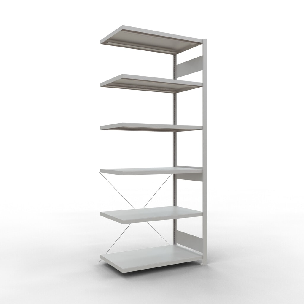 Produktabbildung: SCHULTE Fachbodenregal Steckmontage, AF, FL 330 kg, lichtgrau, HxBxT 2.500 x 1.000 x 600 mm