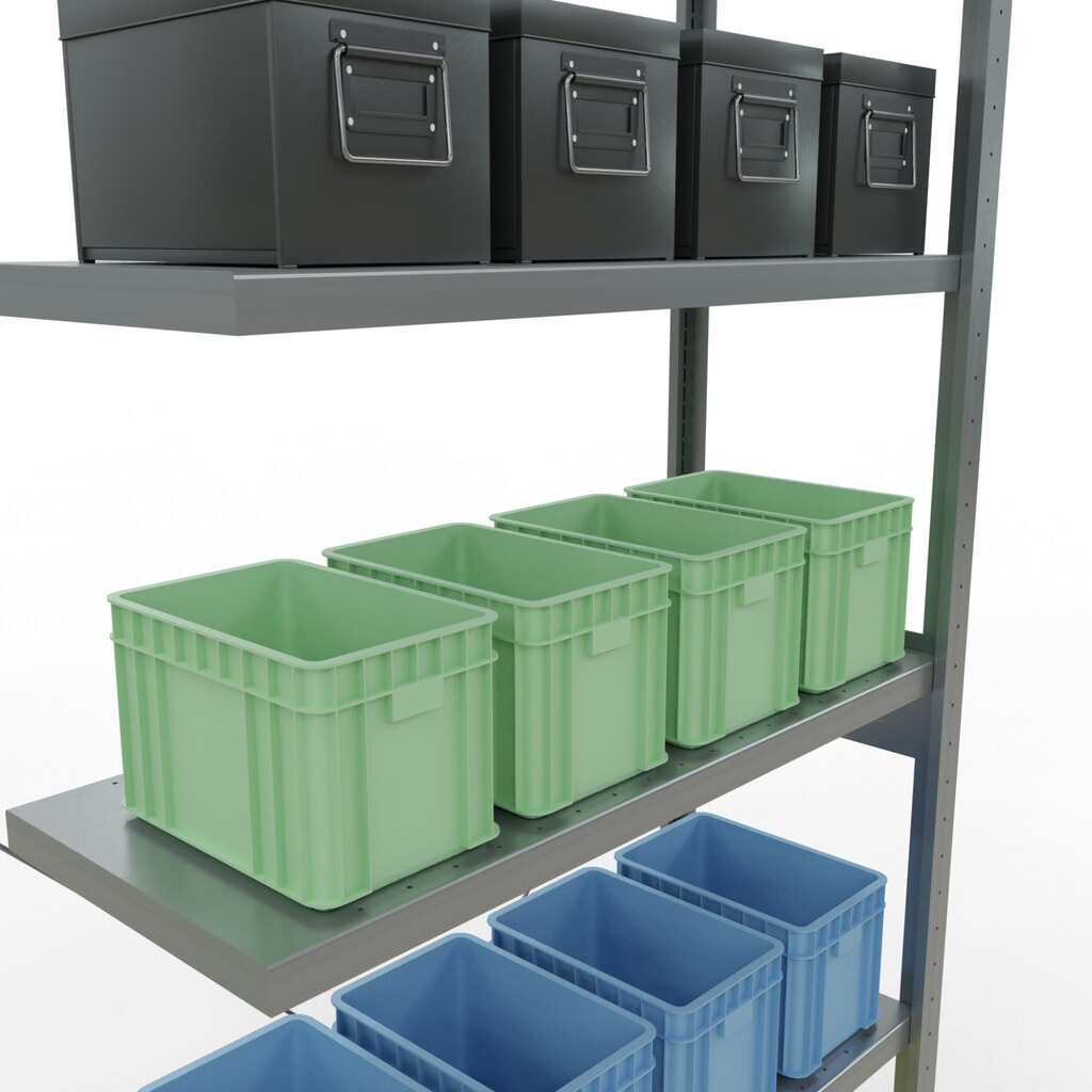 SCHULTE Fachbodenregal Steckmontage, AF, FL 330 kg, verzinkt, HxBxT 2.500 x 1.000 x 400 mm Produktabbildung Nr. 4: SCHULTE Fachbodenregal Steckmontage, AF, FL 330 kg, verzinkt, HxBxT 2.500 x 1.000 x 400 mm