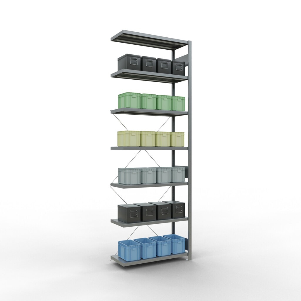 Produktabbildung Nr. 3: SCHULTE Fachbodenregal Steckmontage, AF, FL 330 kg, verzinkt, HxBxT 3.000 x 1.000 x 400 mm