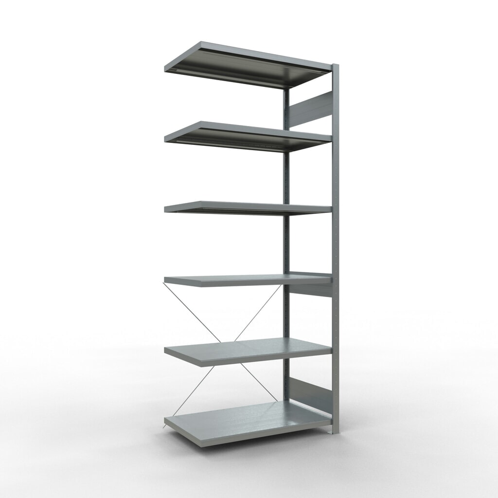 SCHULTE Fachbodenregal Steckmontage, AF, FL 330 kg, verzinkt, HxBxT 2.500 x 1.000 x 600 mm Produktabbildung: SCHULTE Fachbodenregal Steckmontage, AF, FL 330 kg, verzinkt, HxBxT 2.500 x 1.000 x 600 mm
