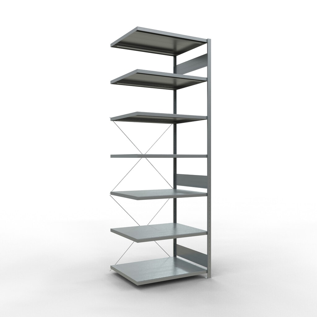 Produktabbildung: SCHULTE Fachbodenregal Steckmontage, AF, FL 330 kg, verzinkt, HxBxT 3.000 x 1.000 x 800 mm
