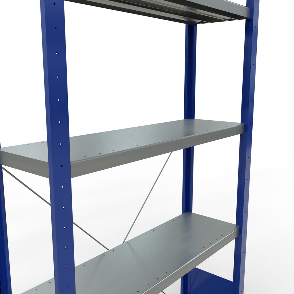 SCHULTE Fachbodenregal enzianblau/verzinkt mit 5 Stahlblechböden, Fachlast 330 kg, HxBxT 2.000 x 1.060 x 336 mm Produktabbildung Nr. 5: SCHULTE Fachbodenregal enzianblau/verzinkt mit 5 Stahlblechböden, Fachlast 330 kg, HxBxT 2.000 x 1.060 x 336 mm