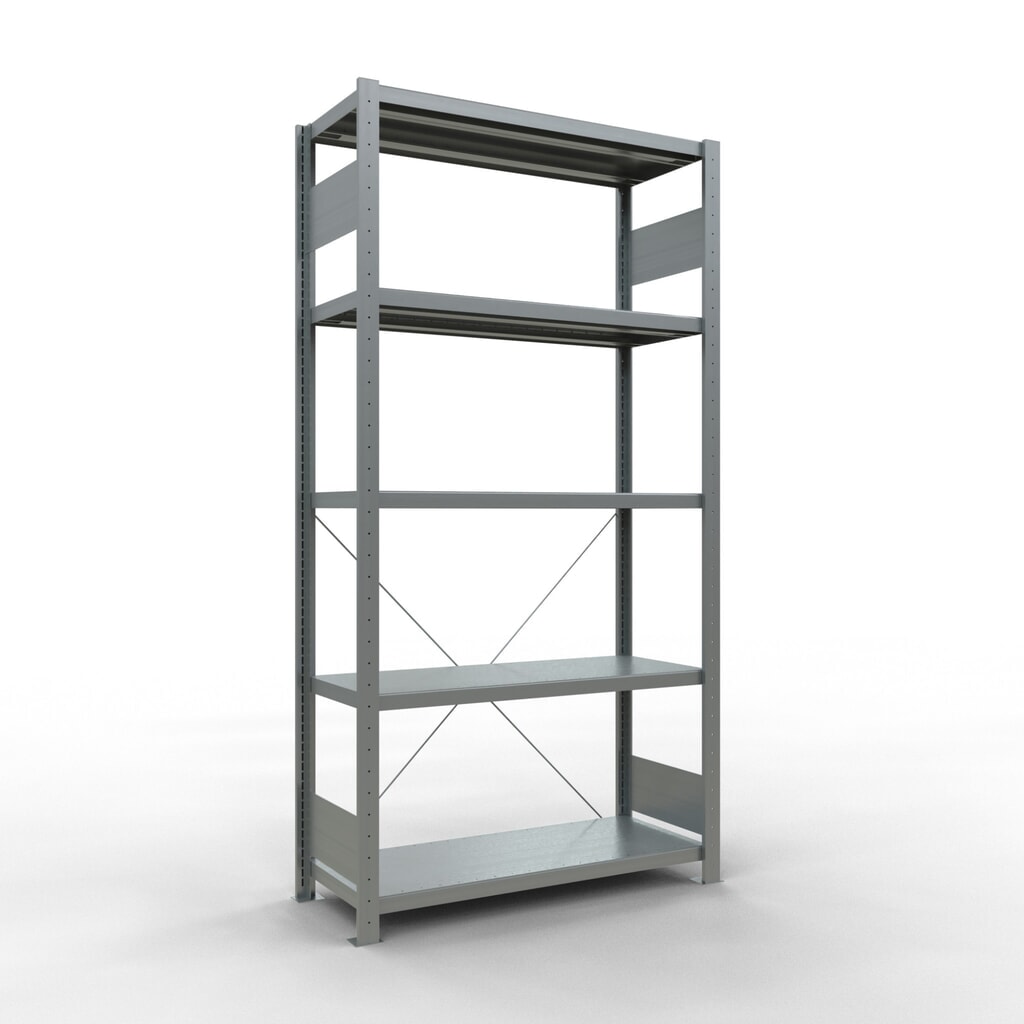 Produktabbildung: SCHULTE Fachbodenregal verzinkt mit 5 Stahlblechböden, Fachlast 330 kg, HxBxT 2.000 x 1.060 x 436 mm