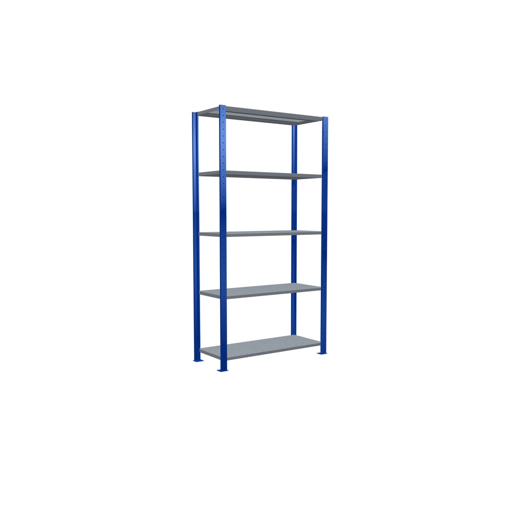 SCHULTE Fachbodenregal enzianblau/verzinkt mit 5 Stahlblechböden, Fachlast 330 kg, HxBxT 2.000 x 1.060 x 436 mm Produktabbildung Nr. 2: SCHULTE Fachbodenregal enzianblau/verzinkt mit 5 Stahlblechböden, Fachlast 330 kg, HxBxT 2.000 x 1.060 x 436 mm