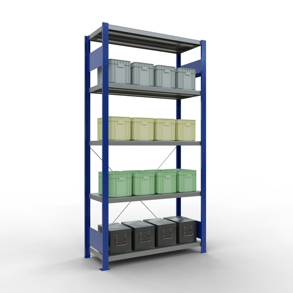 Produktabbildung Nr. 3: SCHULTE Fachbodenregal enzianblau/verzinkt mit 5 Stahlblechböden, Fachlast 330 kg, HxBxT 2.000 x 1.060 x 436 mm
