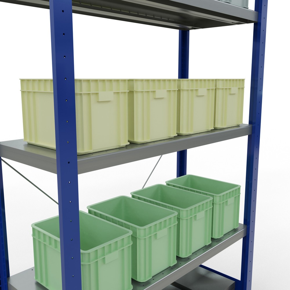 Produktabbildung Nr. 4: SCHULTE Fachbodenregal enzianblau/verzinkt mit 5 Stahlblechböden, Fachlast 330 kg, HxBxT 2.000 x 1.060 x 436 mm