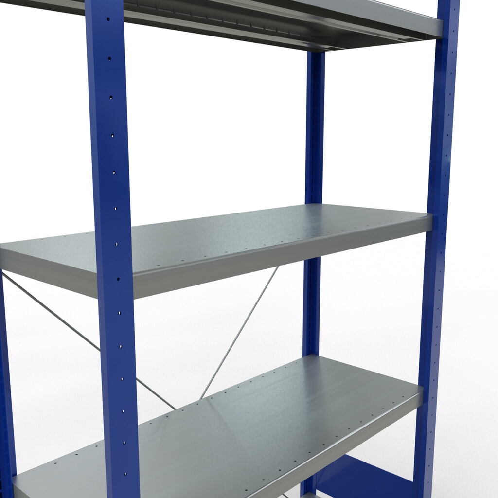 Produktabbildung Nr. 5: SCHULTE Fachbodenregal enzianblau/verzinkt mit 5 Stahlblechböden, Fachlast 330 kg, HxBxT 2.000 x 1.060 x 436 mm