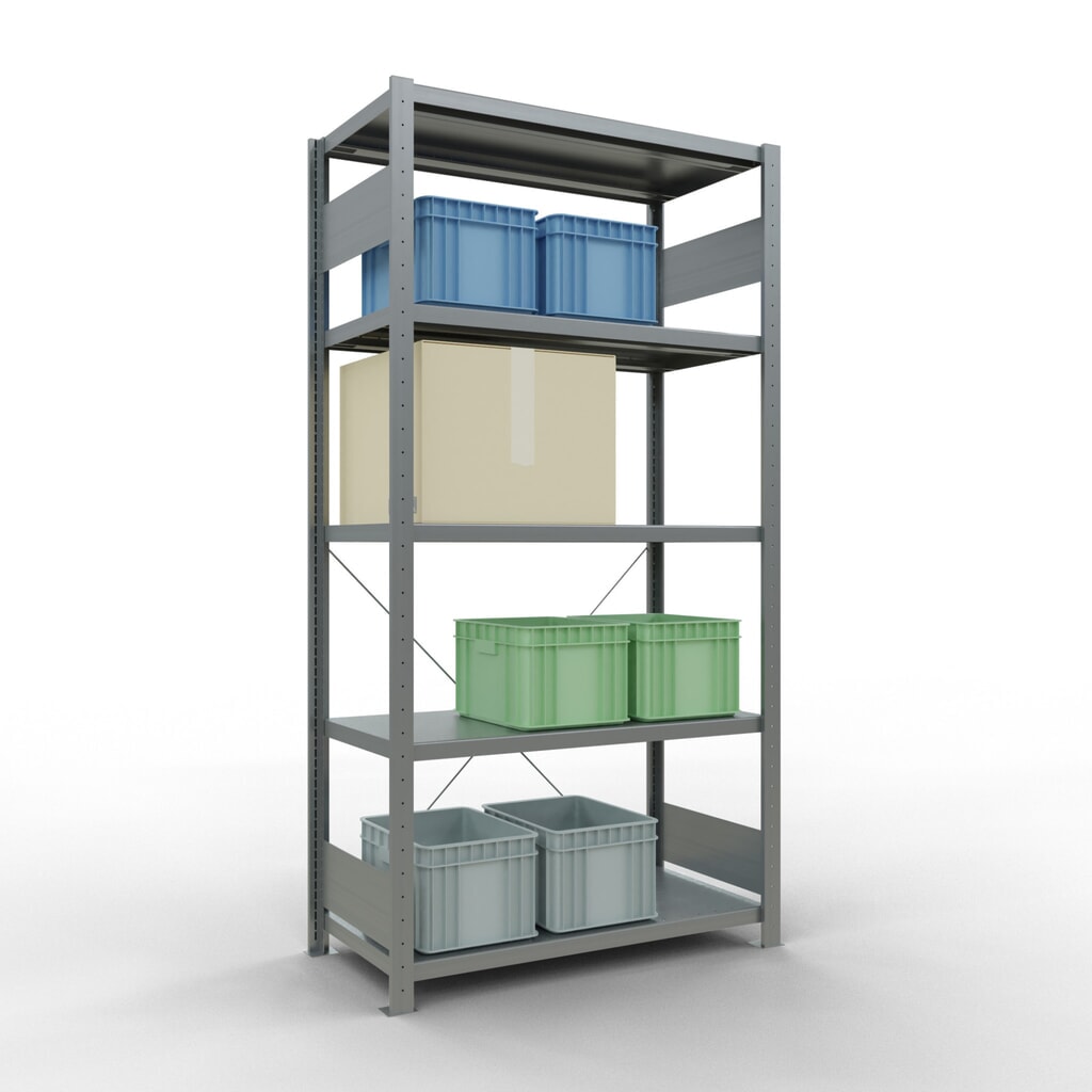 SCHULTE Fachbodenregal verzinkt mit 5 Stahlblechböden, Fachlast 330 kg, HxBxT 2.000 x 1.060 x 536 mm Produktabbildung Nr. 3: SCHULTE Fachbodenregal verzinkt mit 5 Stahlblechböden, Fachlast 330 kg, HxBxT 2.000 x 1.060 x 536 mm