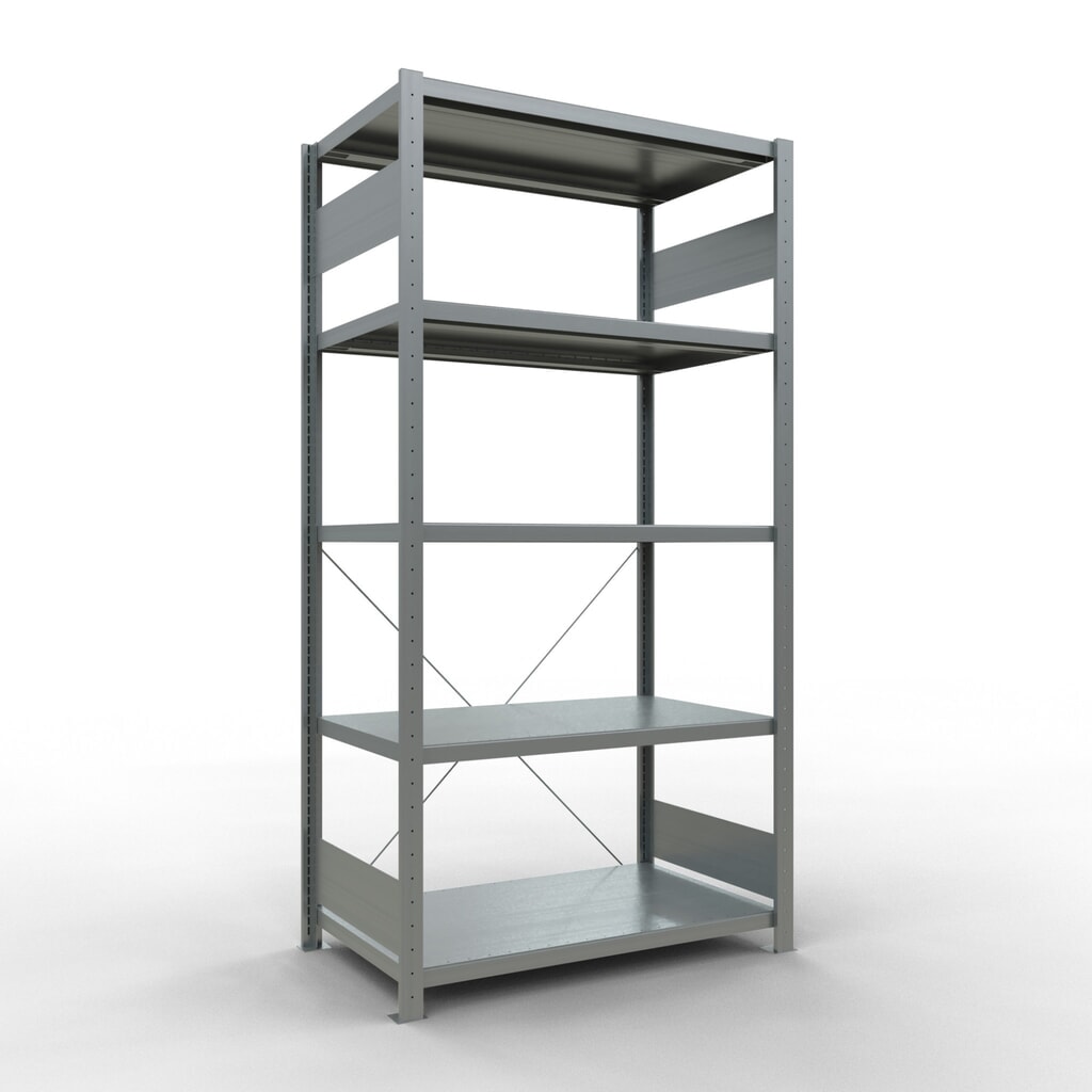 Produktabbildung: SCHULTE Fachbodenregal verzinkt mit 5 Stahlblechböden, Fachlast 330 kg, HxBxT 2.000 x 1.060 x 636 mm