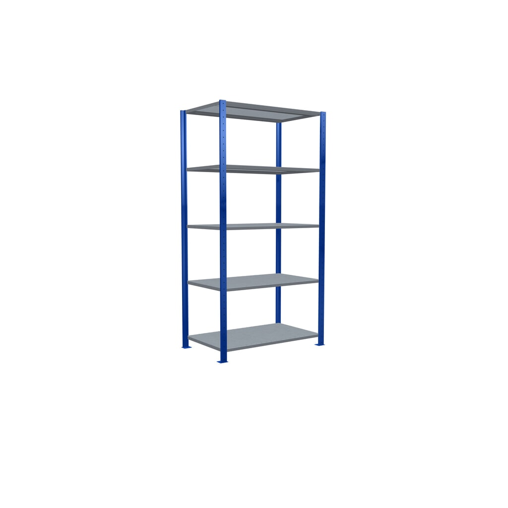 SCHULTE Fachbodenregal enzianblau/verzinkt mit 5 Stahlblechböden, Fachlast 330 kg, HxBxT 2.000 x 1.060 x 636 mm Produktabbildung Nr. 2: SCHULTE Fachbodenregal enzianblau/verzinkt mit 5 Stahlblechböden, Fachlast 330 kg, HxBxT 2.000 x 1.060 x 636 mm