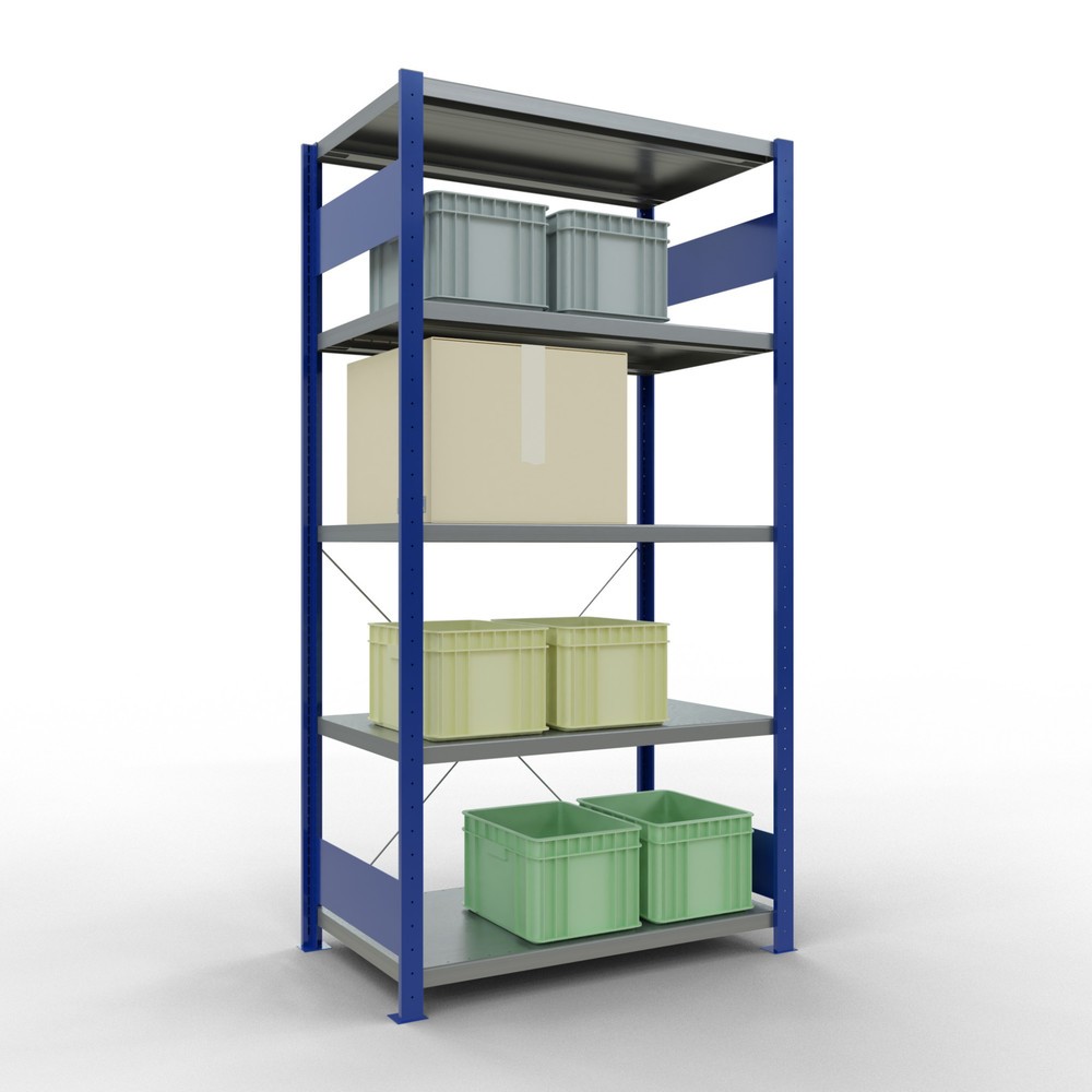 Produktabbildung Nr. 3: SCHULTE Fachbodenregal enzianblau/verzinkt mit 5 Stahlblechböden, Fachlast 330 kg, HxBxT 2.000 x 1.060 x 636 mm