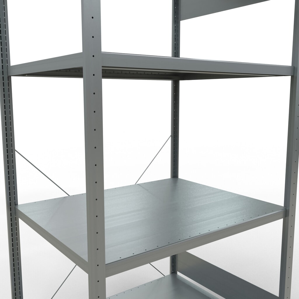 SCHULTE Fachbodenregal verzinkt mit 5 Stahlblechböden, Fachlast 330 kg, HxBxT 2.000 x 1.060 x 836 mm Produktabbildung Nr. 5: SCHULTE Fachbodenregal verzinkt mit 5 Stahlblechböden, Fachlast 330 kg, HxBxT 2.000 x 1.060 x 836 mm