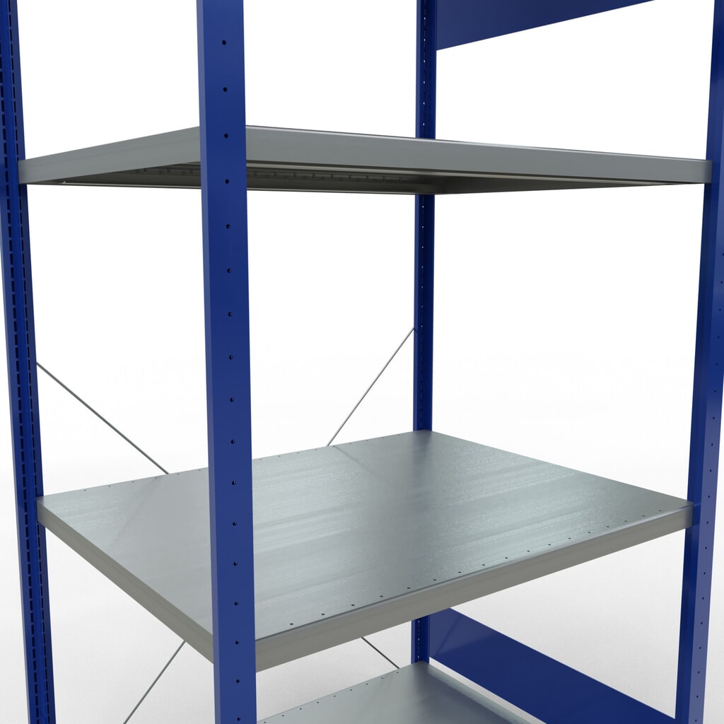 SCHULTE Fachbodenregal enzianblau/verzinkt mit 5 Stahlblechböden, Fachlast 330 kg, HxBxT 2.000 x 1.060 x 836 mm Produktabbildung Nr. 5: SCHULTE Fachbodenregal enzianblau/verzinkt mit 5 Stahlblechböden, Fachlast 330 kg, HxBxT 2.000 x 1.060 x 836 mm