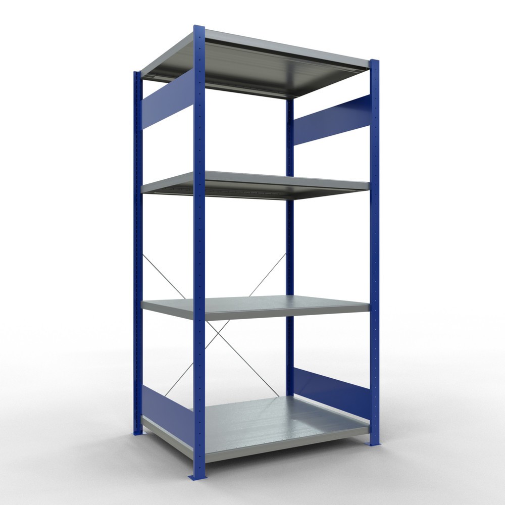 Produktabbildung: SCHULTE Fachbodenregal enzianblau/verzinkt mit 5 Stahlblechböden, Fachlast 330 kg, HxBxT 2.000 x 1.060 x 836 mm