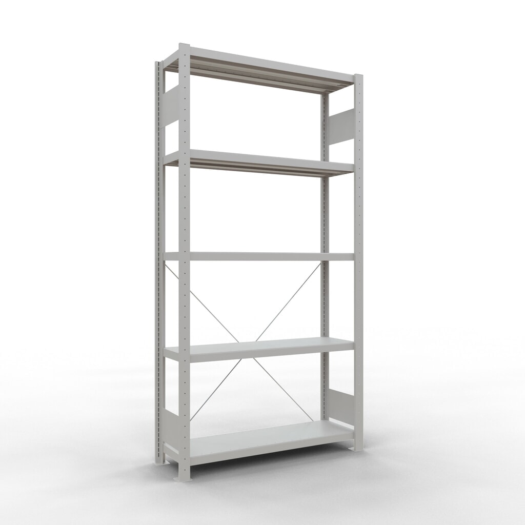 Produktabbildung: SCHULTE Fachbodenregal lichtgrau mit 5 Stahlblechböden, Fachlast 330 kg, HxBxT 2.000 x 1.060 x 336 mm