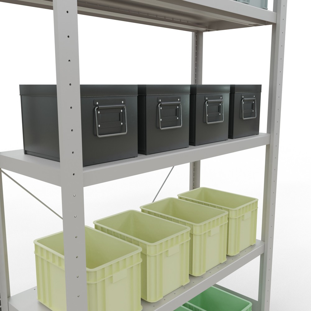 Produktabbildung Nr. 4: SCHULTE Fachbodenregal lichtgrau mit 5 Stahlblechböden, Fachlast 330 kg, HxBxT 2.000 x 1.060 x 436 mm