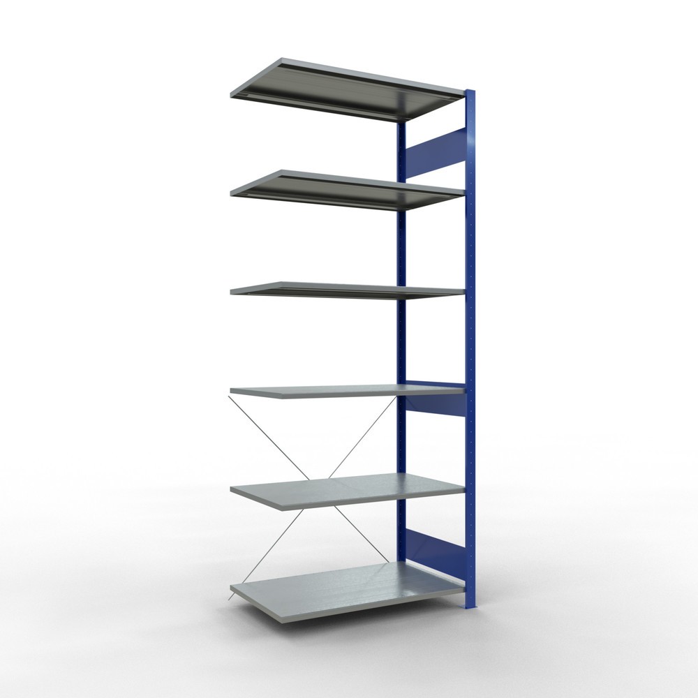 Produktabbildung: SCHULTE Fachbodenregal Stecksystem, AF, FL 150 kg, enzianblau/verzinkt, HxBxT 2.500 x 1.000 x 600 mm