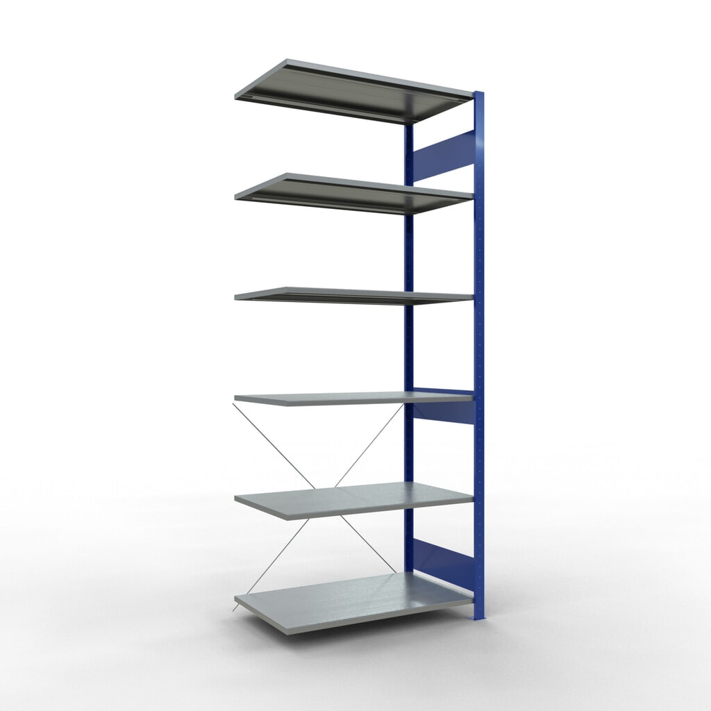 SCHULTE Fachbodenregal Stecksystem, AF, FL 150 kg, enzianblau/verzinkt, HxBxT 2.500 x 1.000 x 600 mm Produktabbildung: SCHULTE Fachbodenregal Stecksystem, AF, FL 150 kg, enzianblau/verzinkt, HxBxT 2.500 x 1.000 x 600 mm