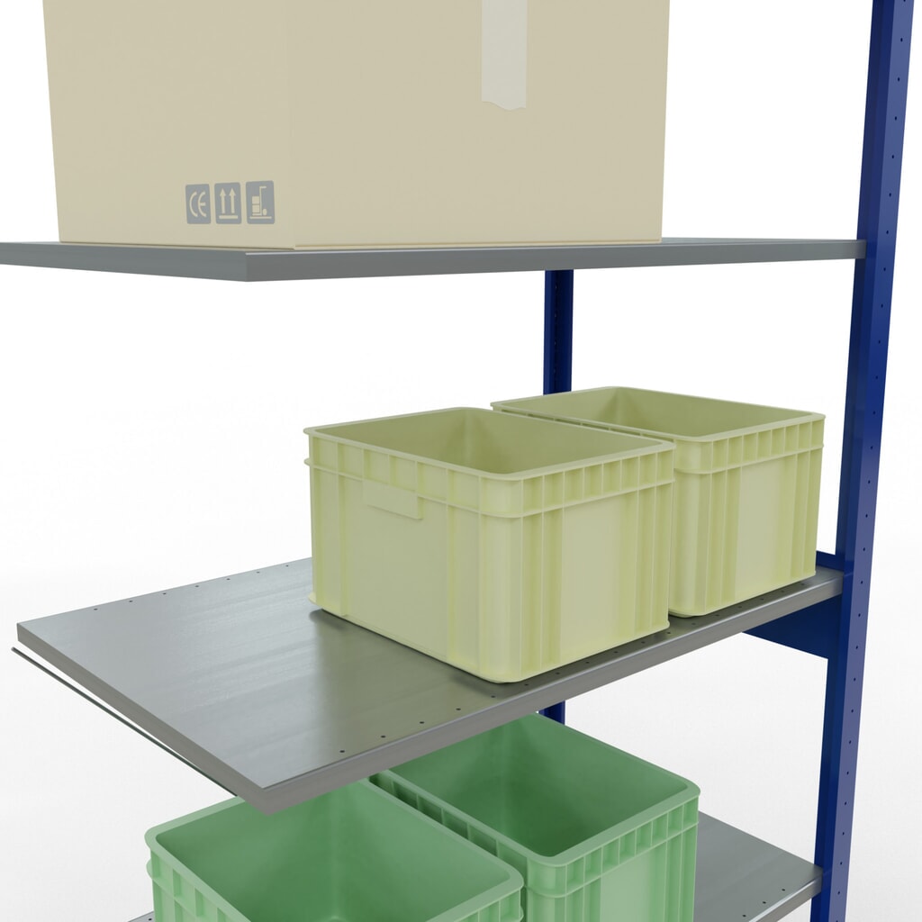 SCHULTE Fachbodenregal Stecksystem, AF, FL 150 kg, enzianblau/verzinkt, HxBxT 2.500 x 1.000 x 600 mm Produktabbildung Nr. 3: SCHULTE Fachbodenregal Stecksystem, AF, FL 150 kg, enzianblau/verzinkt, HxBxT 2.500 x 1.000 x 600 mm