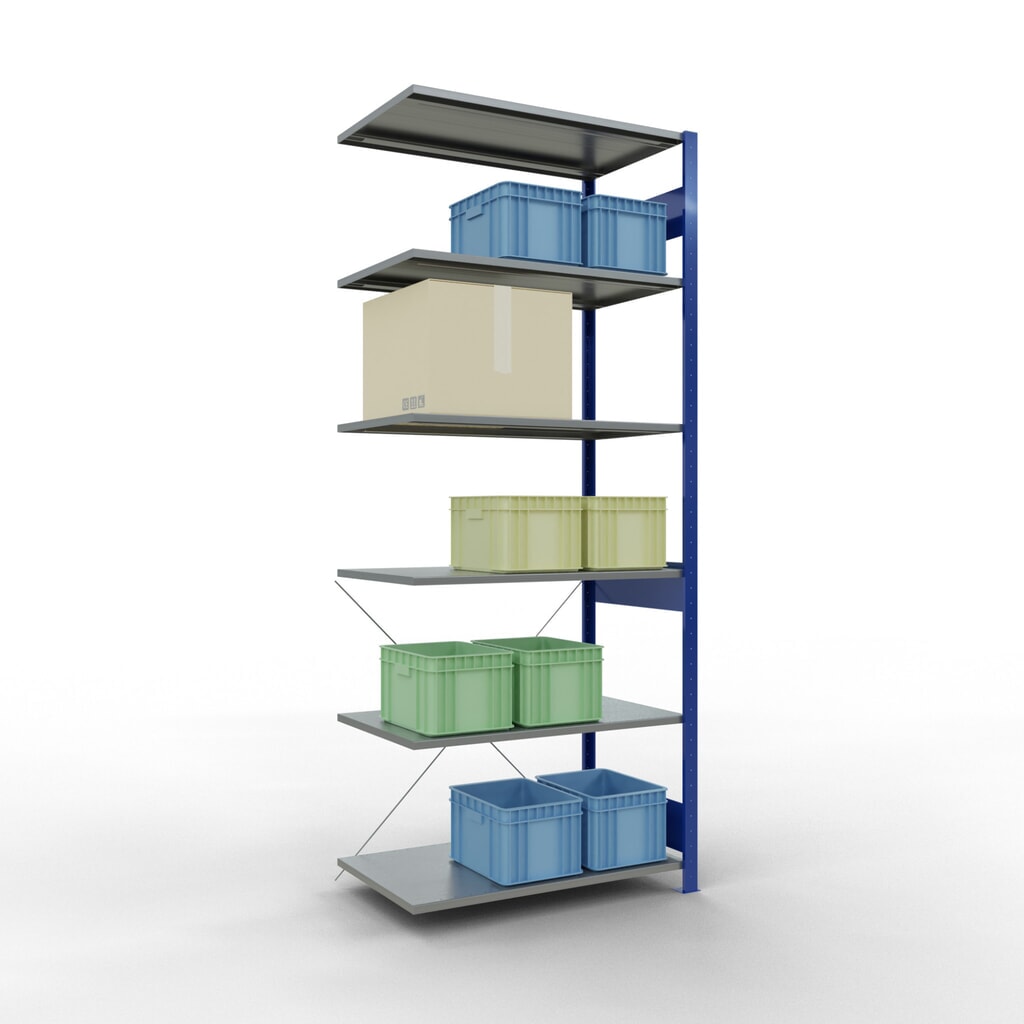 Produktabbildung Nr. 4: SCHULTE Fachbodenregal Stecksystem, AF, FL 150 kg, enzianblau/verzinkt, HxBxT 2.500 x 1.000 x 600 mm