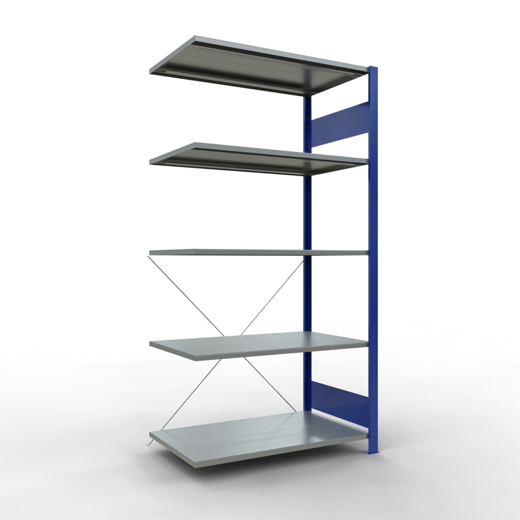Produktabbildung: SCHULTE Fachbodenregal Stecksystem, AF, FL 150 kg, enzianblau/verzinkt, HxBxT 2.000 x 1.000 x 600 mm