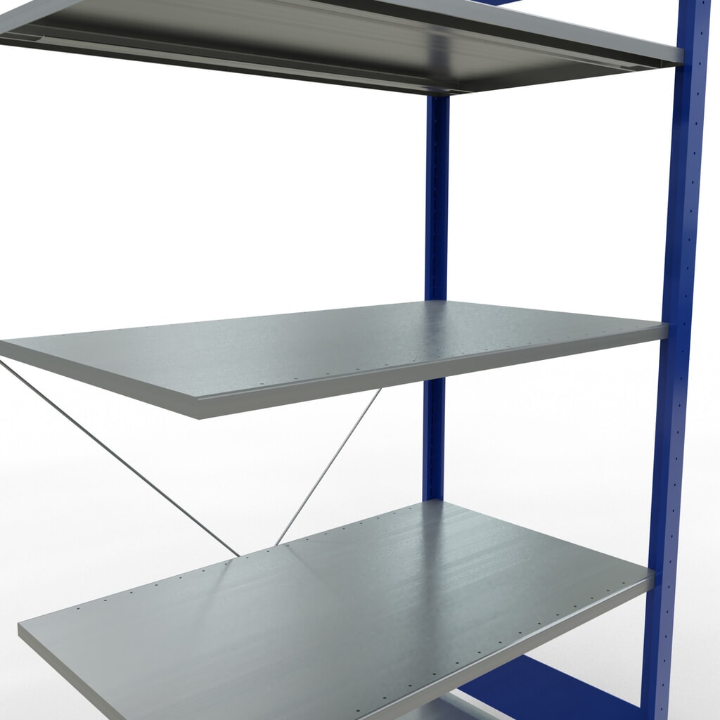 SCHULTE Fachbodenregal Stecksystem, AF, FL 150 kg, enzianblau/verzinkt, HxBxT 2.000 x 1.000 x 600 mm Produktabbildung Nr. 2: SCHULTE Fachbodenregal Stecksystem, AF, FL 150 kg, enzianblau/verzinkt, HxBxT 2.000 x 1.000 x 600 mm