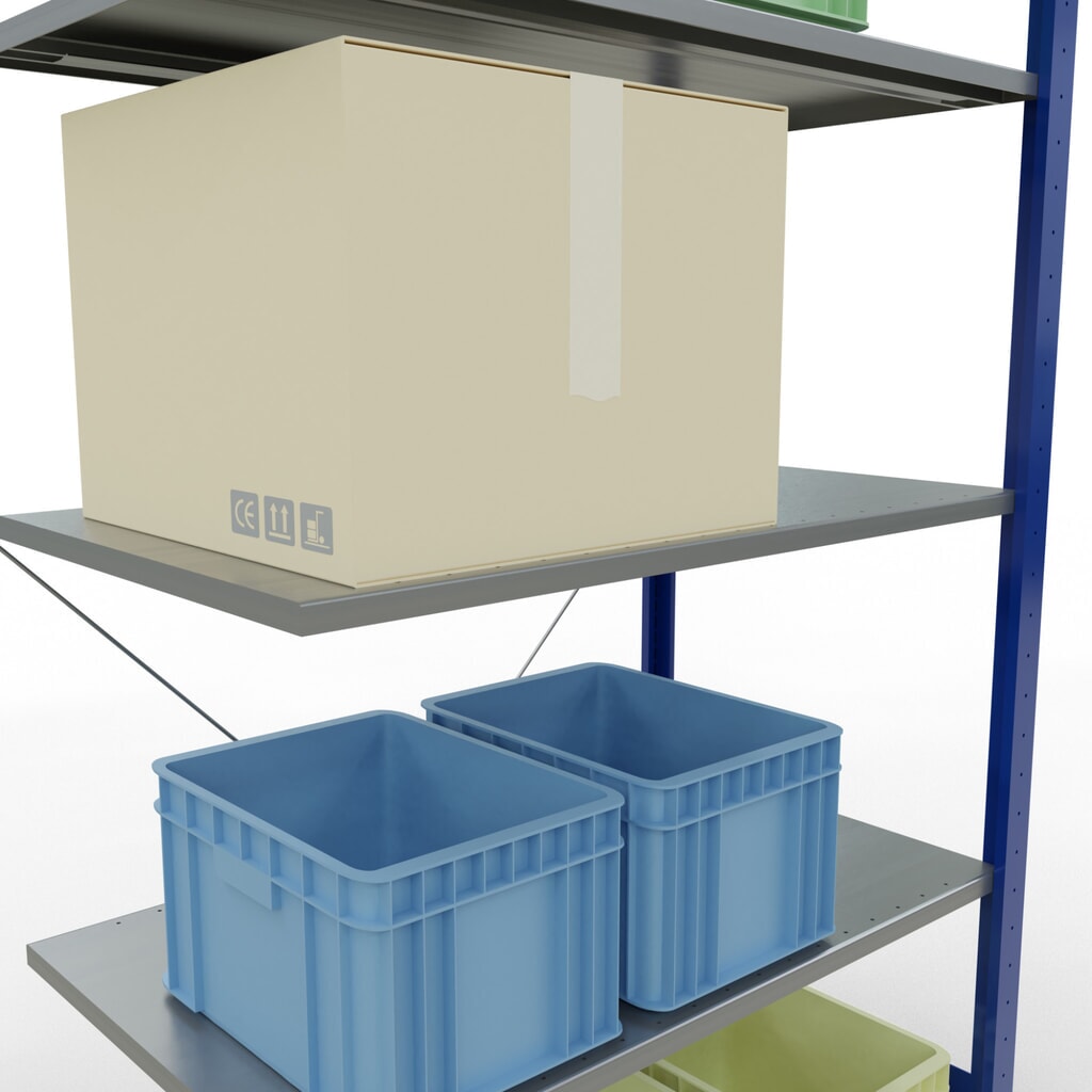 SCHULTE Fachbodenregal Stecksystem, AF, FL 150 kg, enzianblau/verzinkt, HxBxT 2.000 x 1.000 x 600 mm Produktabbildung Nr. 3: SCHULTE Fachbodenregal Stecksystem, AF, FL 150 kg, enzianblau/verzinkt, HxBxT 2.000 x 1.000 x 600 mm