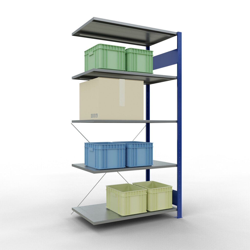 SCHULTE Fachbodenregal Stecksystem, AF, FL 150 kg, enzianblau/verzinkt, HxBxT 2.000 x 1.000 x 600 mm Produktabbildung Nr. 4: SCHULTE Fachbodenregal Stecksystem, AF, FL 150 kg, enzianblau/verzinkt, HxBxT 2.000 x 1.000 x 600 mm