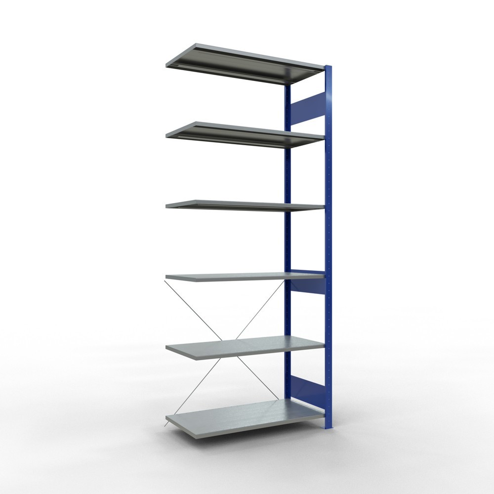 Produktabbildung: SCHULTE Fachbodenregal Stecksystem, AF, FL 150 kg, enzianblau/verzinkt, HxBxT 2.500 x 1.000 x 500 mm