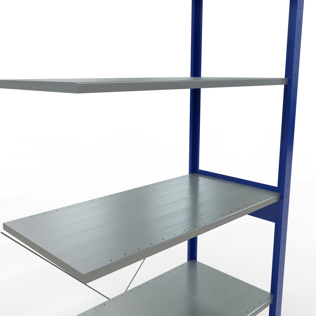 SCHULTE Fachbodenregal Stecksystem, AF, FL 150 kg, enzianblau/verzinkt, HxBxT 2.500 x 1.000 x 500 mm Produktabbildung Nr. 2: SCHULTE Fachbodenregal Stecksystem, AF, FL 150 kg, enzianblau/verzinkt, HxBxT 2.500 x 1.000 x 500 mm