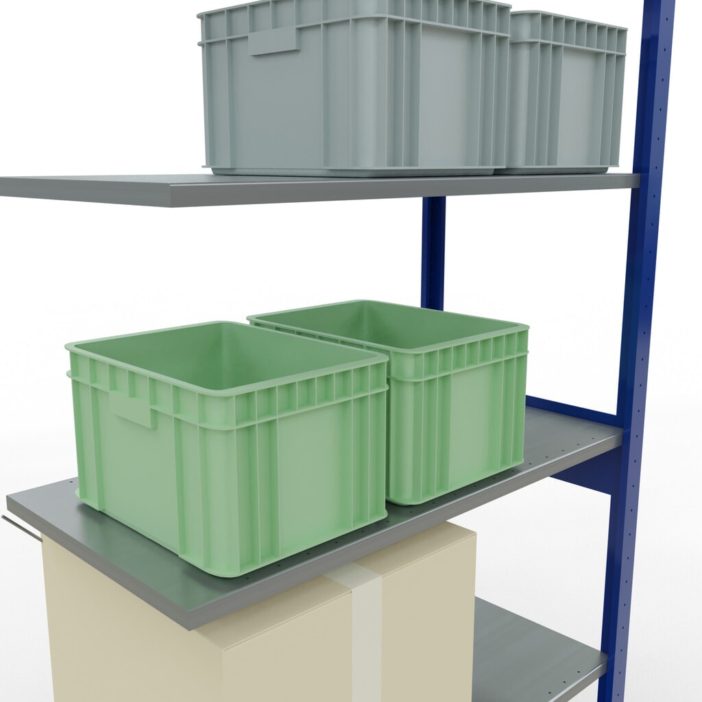 SCHULTE Fachbodenregal Stecksystem, AF, FL 150 kg, enzianblau/verzinkt, HxBxT 2.500 x 1.000 x 500 mm Produktabbildung Nr. 3: SCHULTE Fachbodenregal Stecksystem, AF, FL 150 kg, enzianblau/verzinkt, HxBxT 2.500 x 1.000 x 500 mm