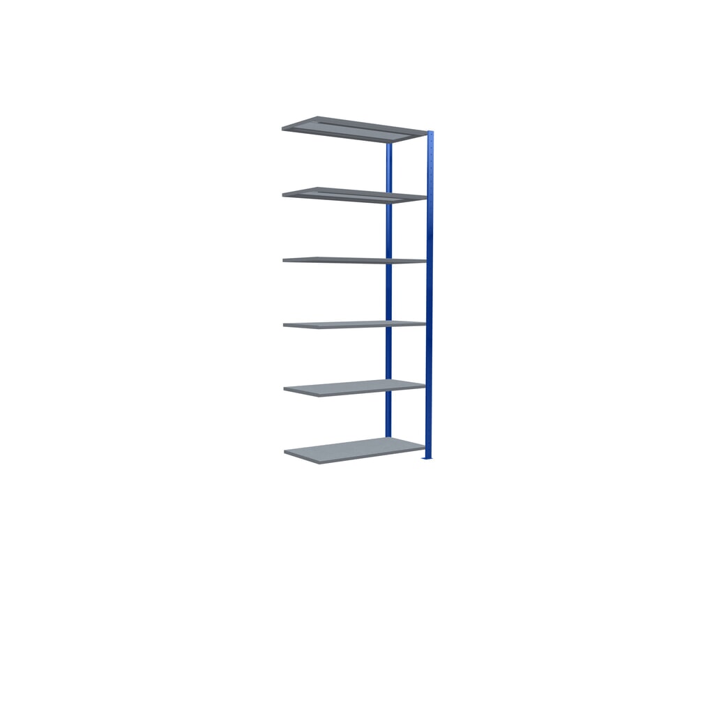 SCHULTE Fachbodenregal Stecksystem, AF, FL 150 kg, enzianblau/verzinkt, HxBxT 2.500 x 1.000 x 500 mm Produktabbildung Nr. 5: SCHULTE Fachbodenregal Stecksystem, AF, FL 150 kg, enzianblau/verzinkt, HxBxT 2.500 x 1.000 x 500 mm