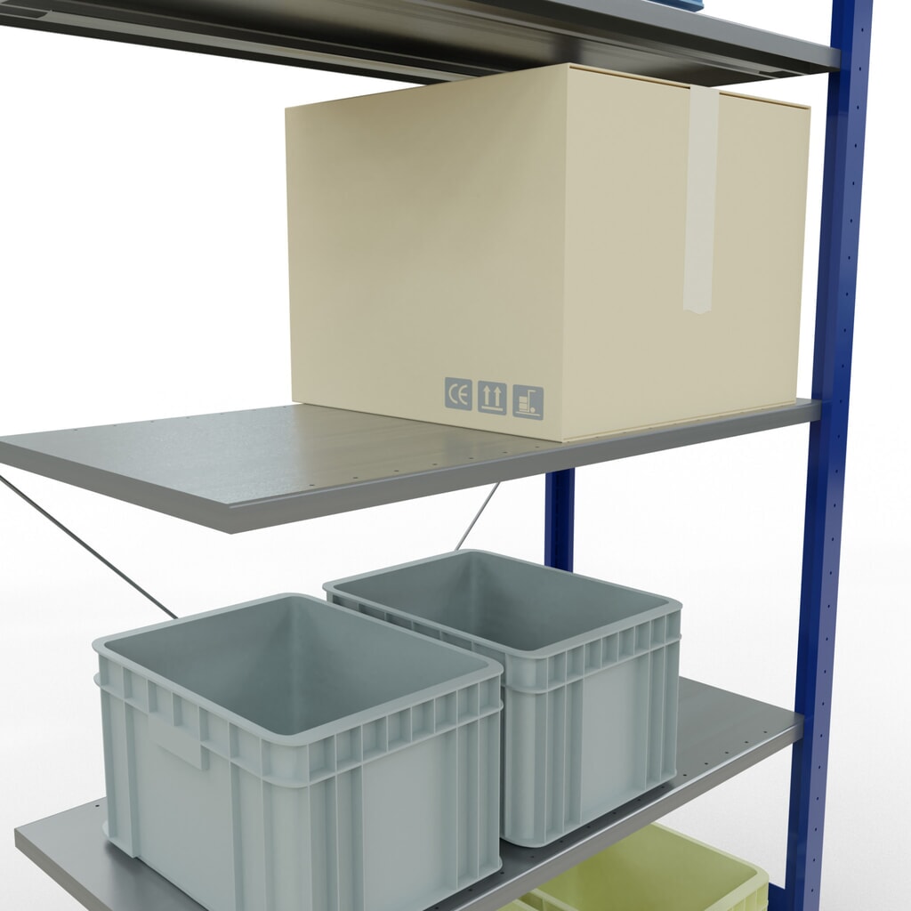 SCHULTE Fachbodenregal Stecksystem, AF, FL 150 kg, enzianblau/verzinkt, HxBxT 2.000 x 1.000 x 500 mm Produktabbildung Nr. 3: SCHULTE Fachbodenregal Stecksystem, AF, FL 150 kg, enzianblau/verzinkt, HxBxT 2.000 x 1.000 x 500 mm