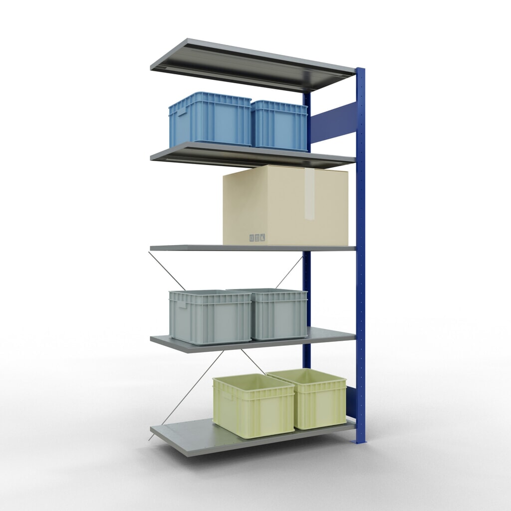 SCHULTE Fachbodenregal Stecksystem, AF, FL 150 kg, enzianblau/verzinkt, HxBxT 2.000 x 1.000 x 500 mm Produktabbildung Nr. 4: SCHULTE Fachbodenregal Stecksystem, AF, FL 150 kg, enzianblau/verzinkt, HxBxT 2.000 x 1.000 x 500 mm