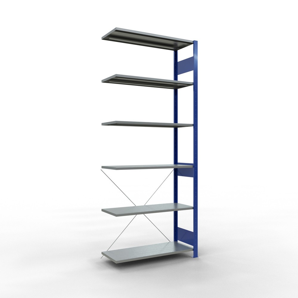 Produktabbildung: SCHULTE Fachbodenregal Stecksystem, AF, FL 150 kg, enzianblau/verzinkt, HxBxT 2.500 x 1.000 x 400 mm