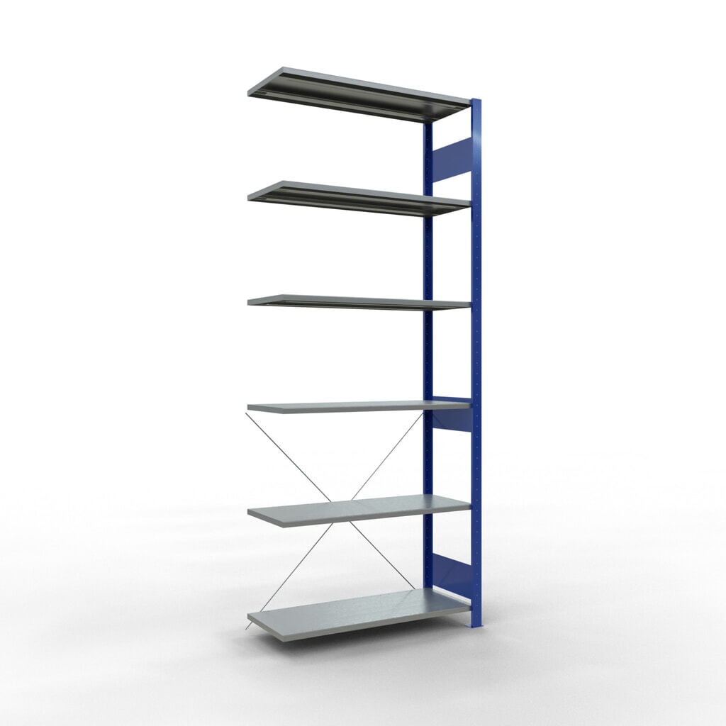 SCHULTE Fachbodenregal Stecksystem, AF, FL 150 kg, enzianblau/verzinkt, HxBxT 2.500 x 1.000 x 400 mm Produktabbildung: SCHULTE Fachbodenregal Stecksystem, AF, FL 150 kg, enzianblau/verzinkt, HxBxT 2.500 x 1.000 x 400 mm