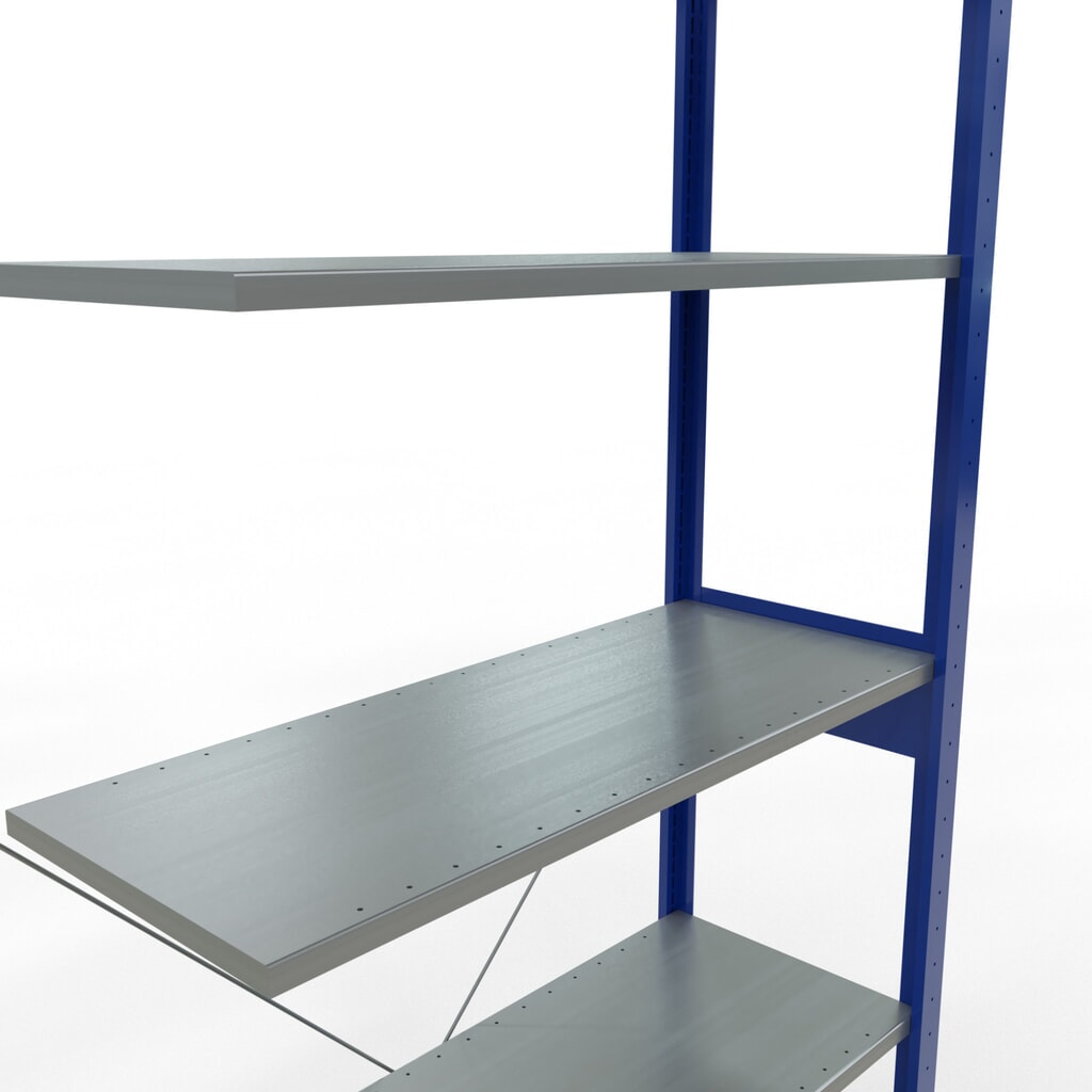 SCHULTE Fachbodenregal Stecksystem, AF, FL 150 kg, enzianblau/verzinkt, HxBxT 2.500 x 1.000 x 400 mm Produktabbildung Nr. 2: SCHULTE Fachbodenregal Stecksystem, AF, FL 150 kg, enzianblau/verzinkt, HxBxT 2.500 x 1.000 x 400 mm