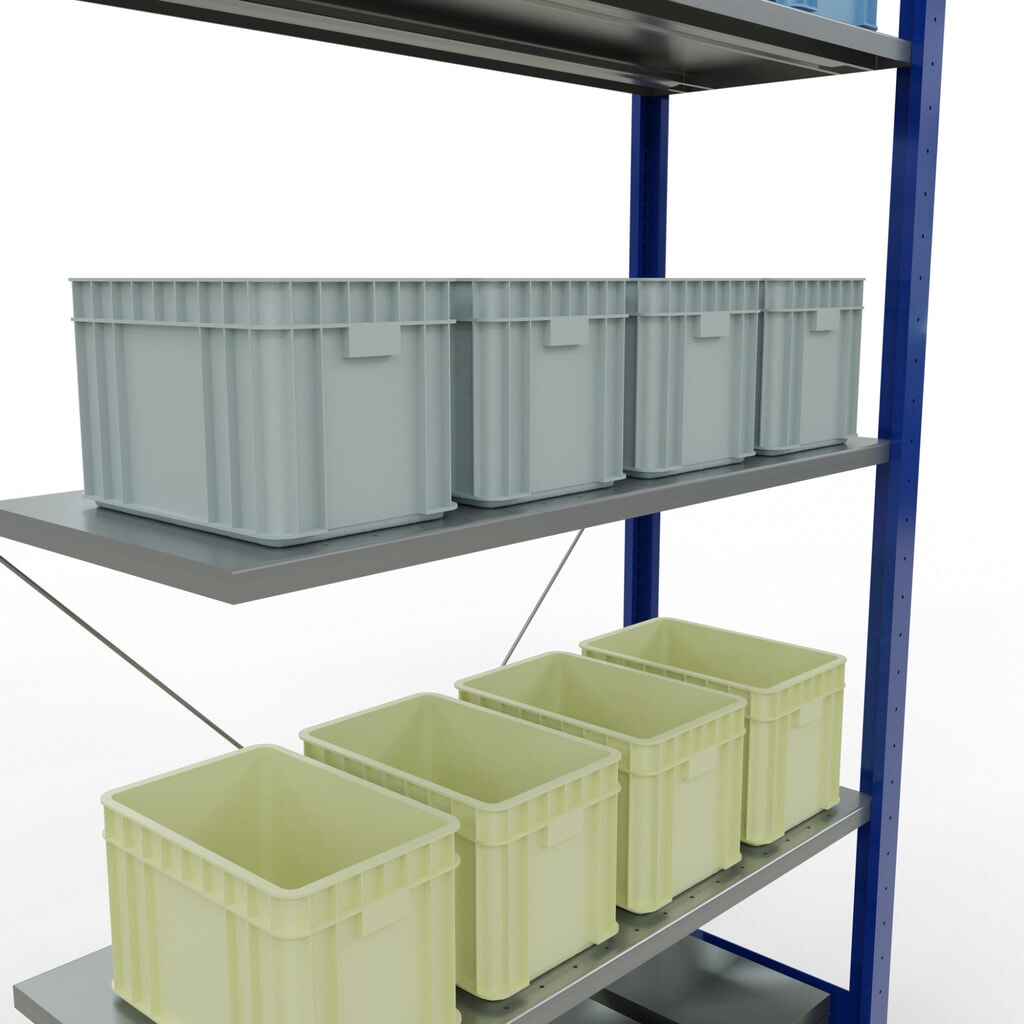 SCHULTE Fachbodenregal Stecksystem, AF, FL 150 kg, enzianblau/verzinkt, HxBxT 2.000 x 1.000 x 400 mm Produktabbildung Nr. 3: SCHULTE Fachbodenregal Stecksystem, AF, FL 150 kg, enzianblau/verzinkt, HxBxT 2.000 x 1.000 x 400 mm