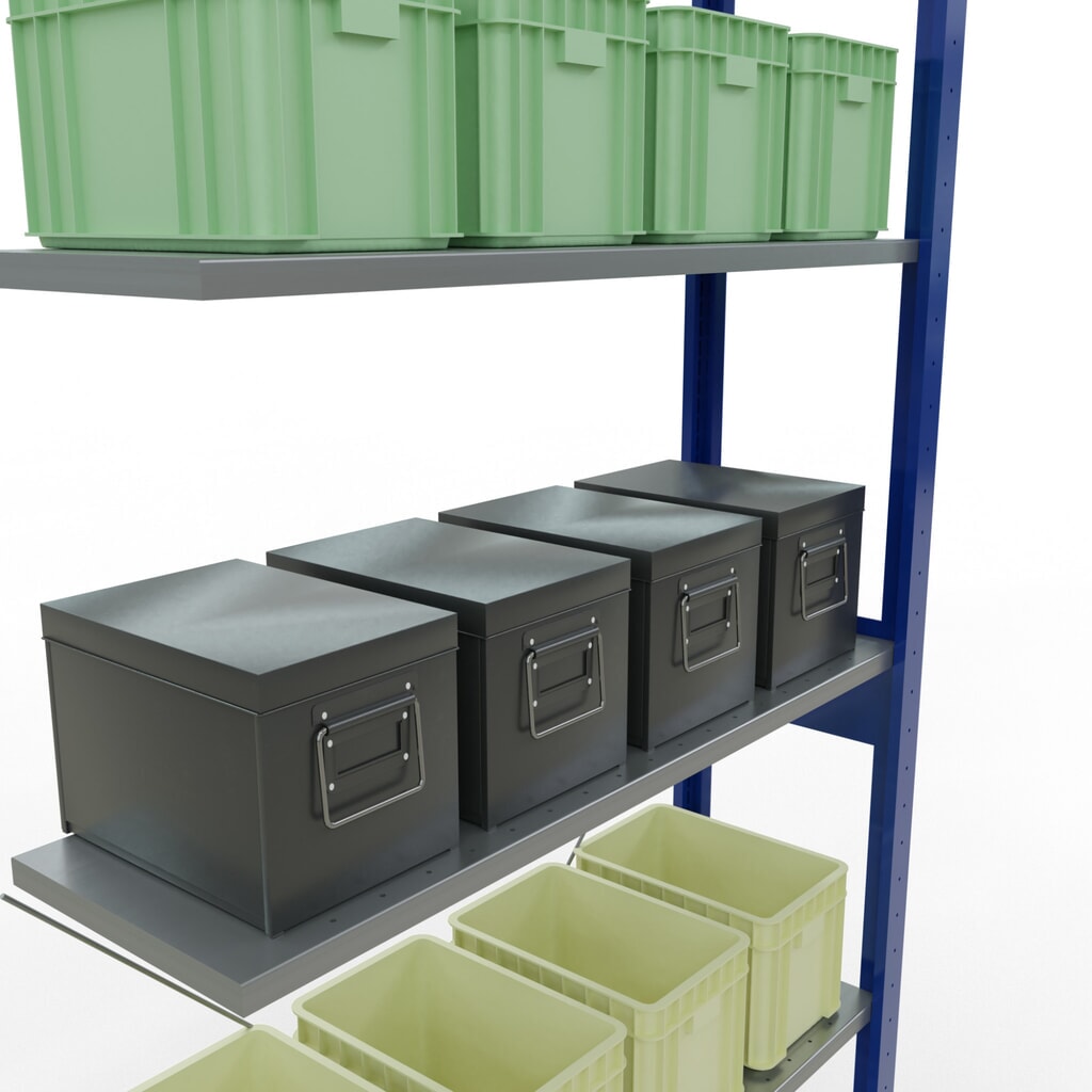 Produktabbildung Nr. 3: SCHULTE Fachbodenregal Stecksystem, AF, FL 150 kg, enzianblau/verzinkt, HxBxT 2.500 x 1.000 x 300 mm