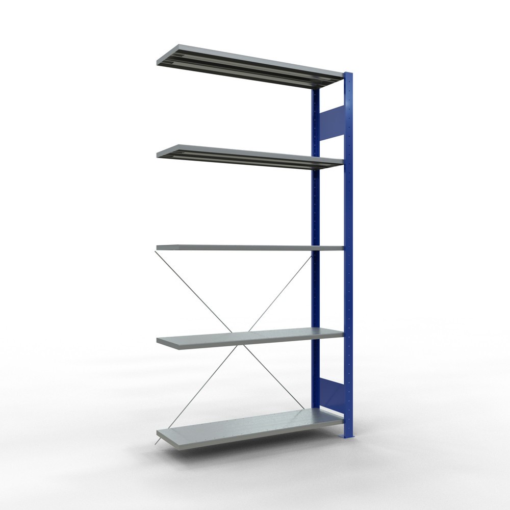 Produktabbildung: SCHULTE Fachbodenregal Stecksystem, AF, FL 150 kg, enzianblau/verzinkt, HxBxT 2.000 x 1.000 x 300 mm