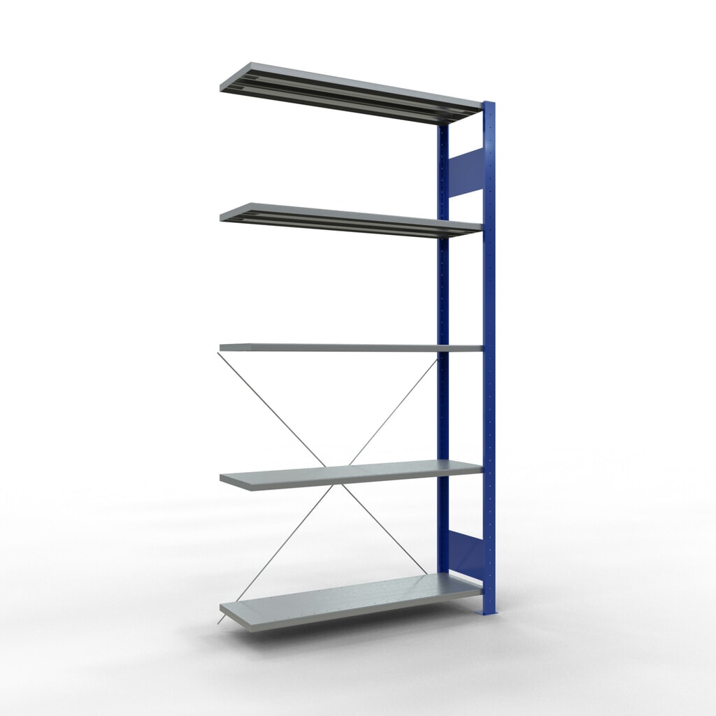 Produktabbildung: SCHULTE Fachbodenregal Stecksystem, AF, FL 150 kg, enzianblau/verzinkt, HxBxT 2.000 x 1.000 x 300 mm