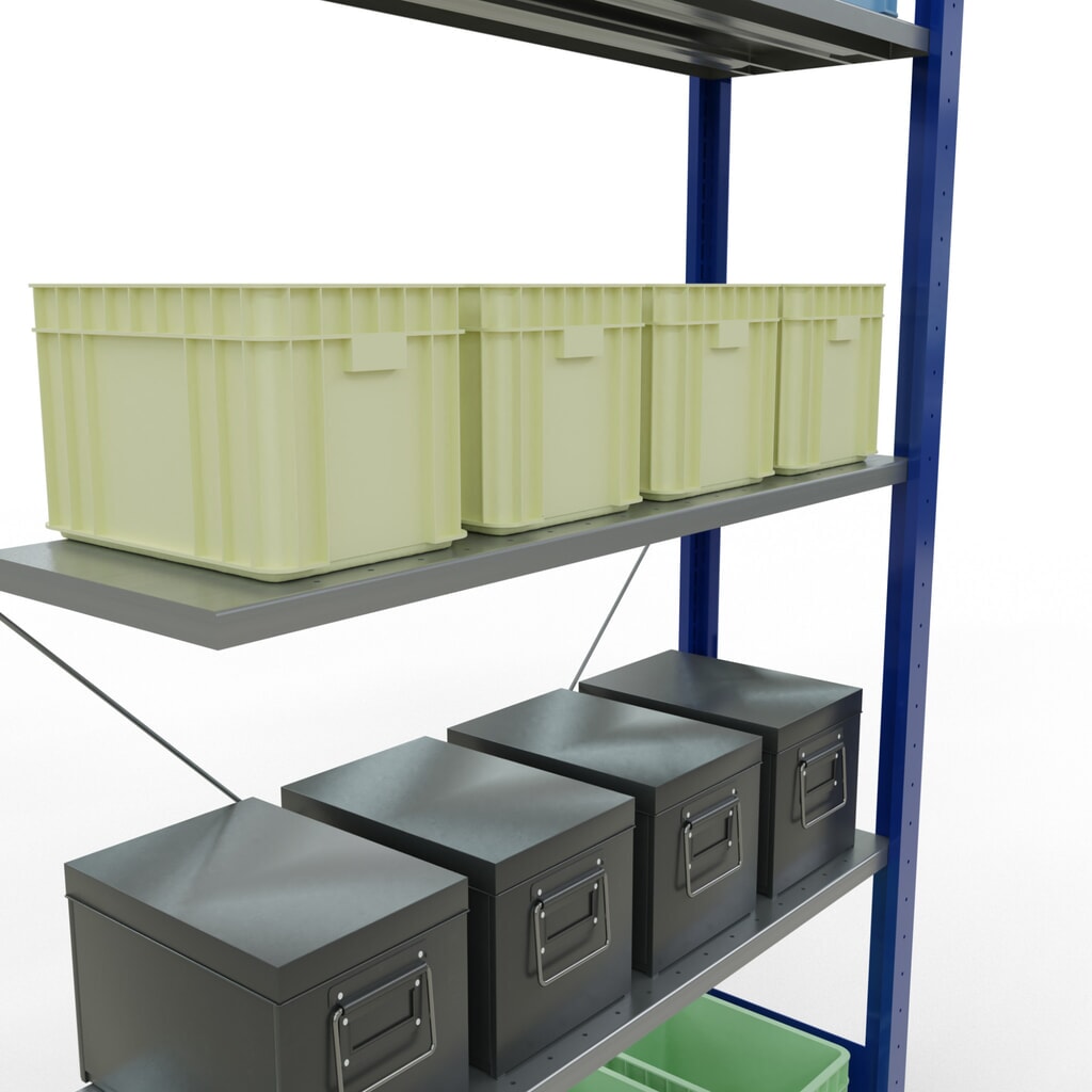SCHULTE Fachbodenregal Stecksystem, AF, FL 150 kg, enzianblau/verzinkt, HxBxT 2.000 x 1.000 x 300 mm Produktabbildung Nr. 3: SCHULTE Fachbodenregal Stecksystem, AF, FL 150 kg, enzianblau/verzinkt, HxBxT 2.000 x 1.000 x 300 mm